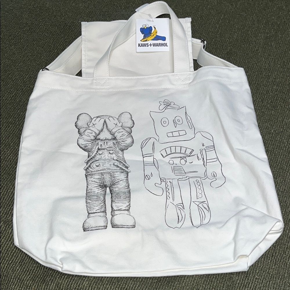 Uniqlo x KAWS + WARHOL White Tote Bag, Collector Piece